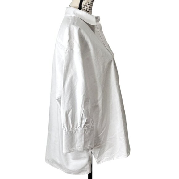 Tuckernuck Pomander Place Womens Button-Up Top 3/4 Sleeve White Shirt Size L - Picture 2 of 9